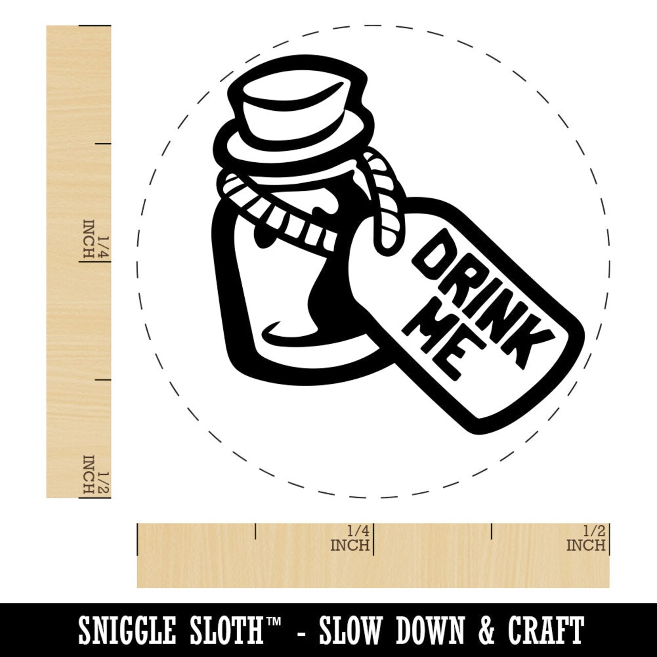 Drink Me Potion Bottle from Alice In Wonderland Rubber Stamp for Stamping Crafting Planners